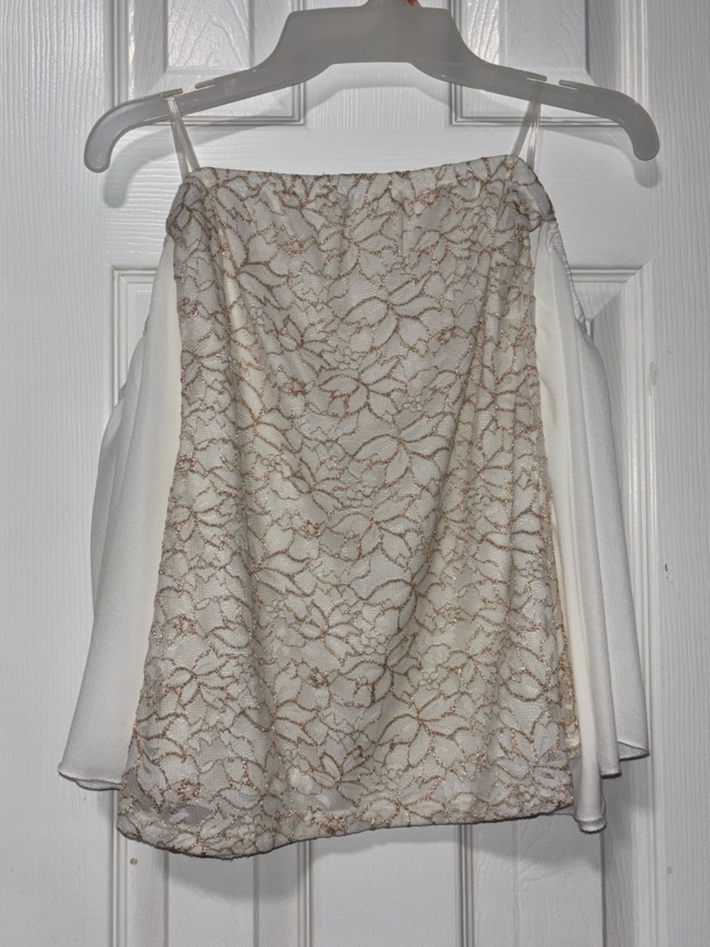 Lace strapless Blouse floral cold off shoulder long sleeve shirt formal holiday